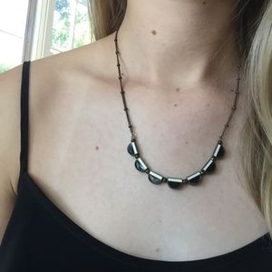 Gold black stone necklace delicate choker